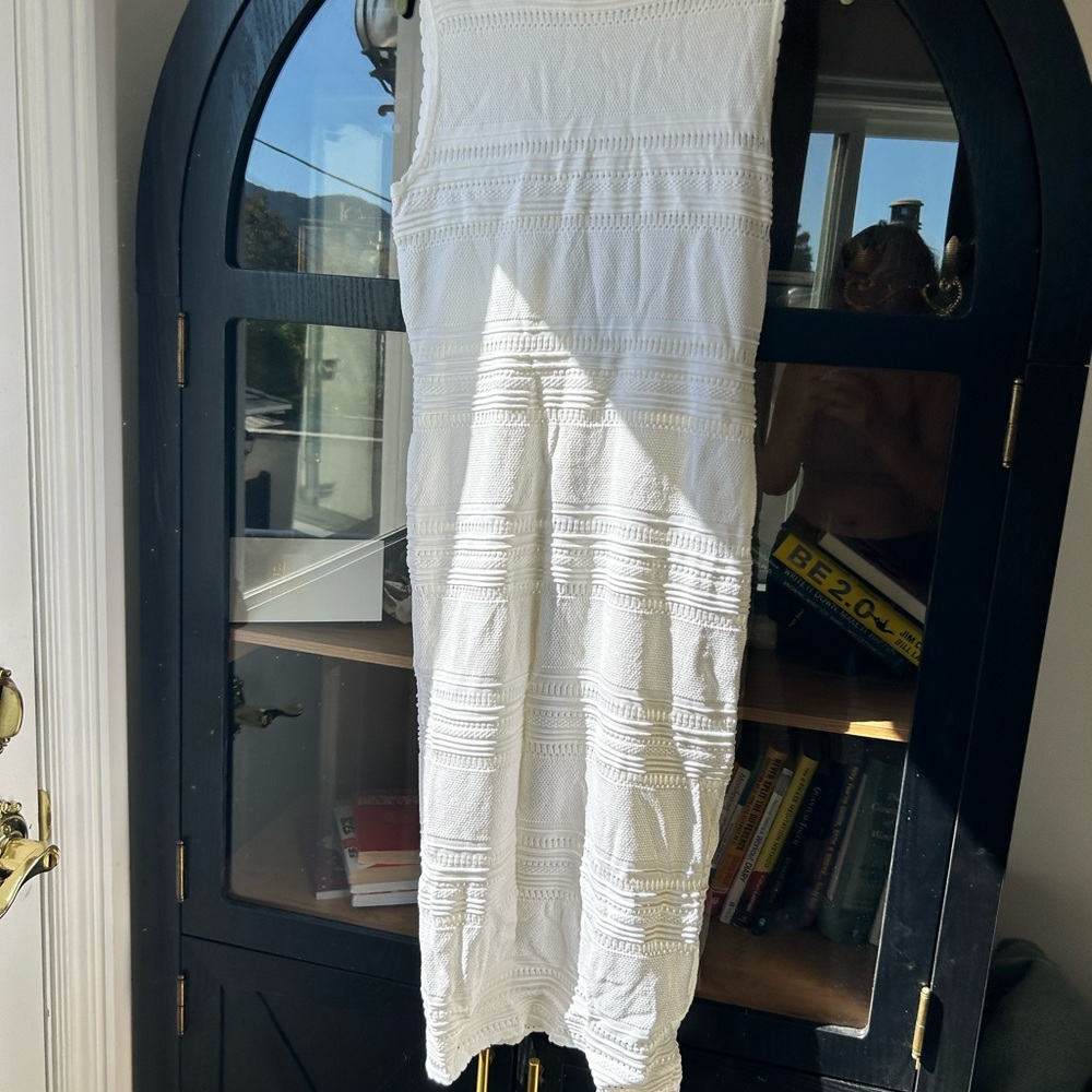 Torn by Ronny Kobo White Textured Pencil Skirt